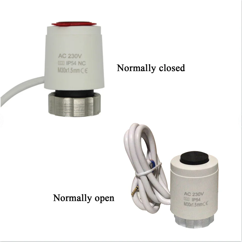 24V 230V NO NC Electric Thermal Actuator Valve Head for Thermostat Manifold Underfloor Heating Radiator Normally Opened Closed