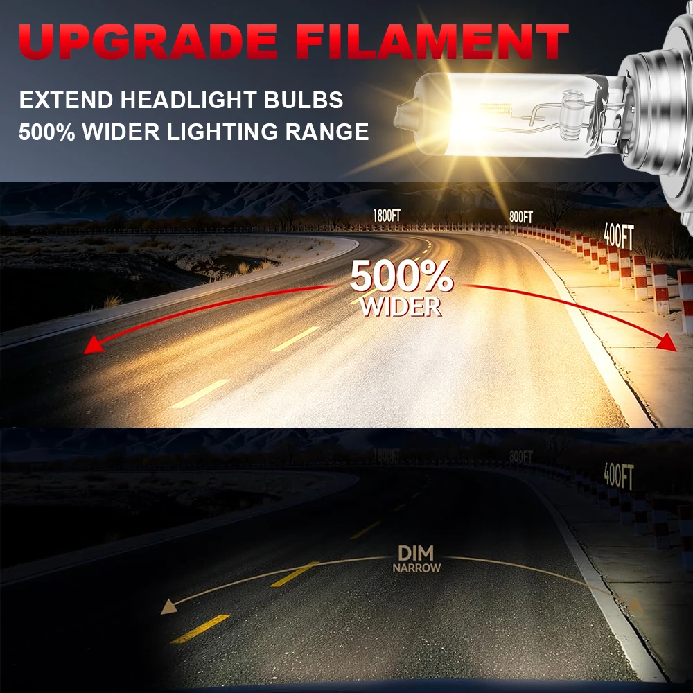 2/4PCS H7 12V 55W Motorcycle Headlamp Bulb CANBUS Car Halogen Bulbs 3000K Yellow Auto Fog Lamp ATV Scooter Dirt Bike Moto