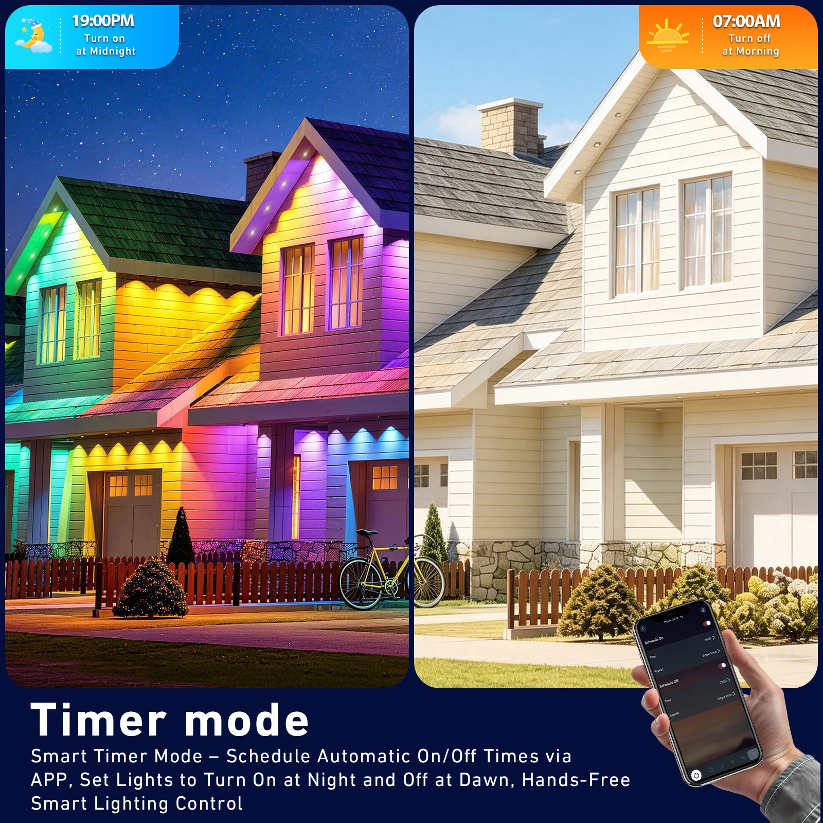 600FT Permanent Outdoor String Lights RGB+IC,IP67 Waterproof Eaves Lights, App & Remote Control, Music Sync, MyDIY Timer, Easy Install for Patio, Roofline, Garden, Deck, Fence Holiday Decor 2