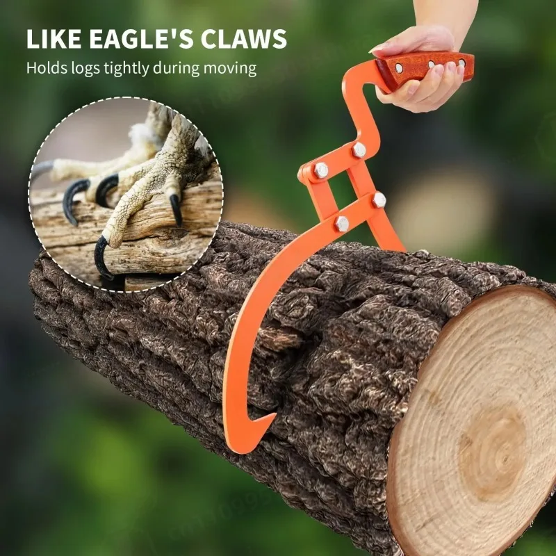 8-21IN Logging Tongs Skidding Tongs 2 Claw Stainless Steel Hand Grapple Heavy Duty Steel Lumber Lifting Handling Tool Equipment