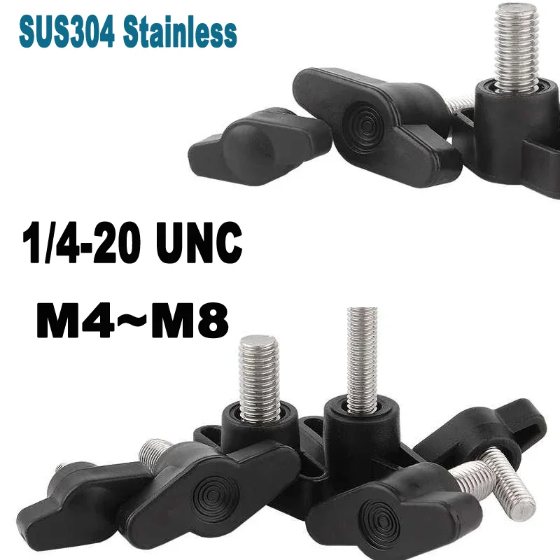 

SUS304 Stainless Steel Thumb Screws 1/4-20 UNC M4-M8 | 27#/36# Z-Handle Black Knob | Equipment Adjustment Fastener Bolt