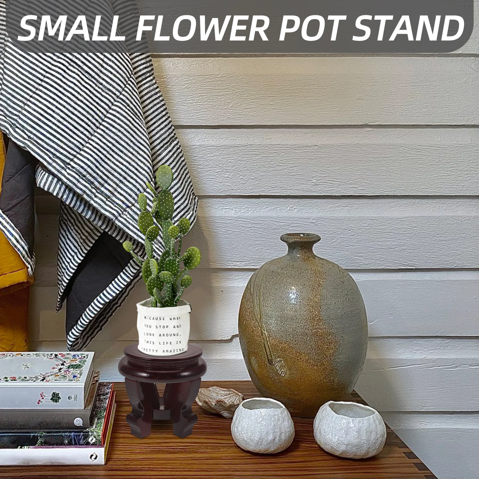 

Wooden Flowerpot Stand Rustic Plant Pedestal for Indoor Outdoor Garden Bonsai Pot Holder Display Shelf