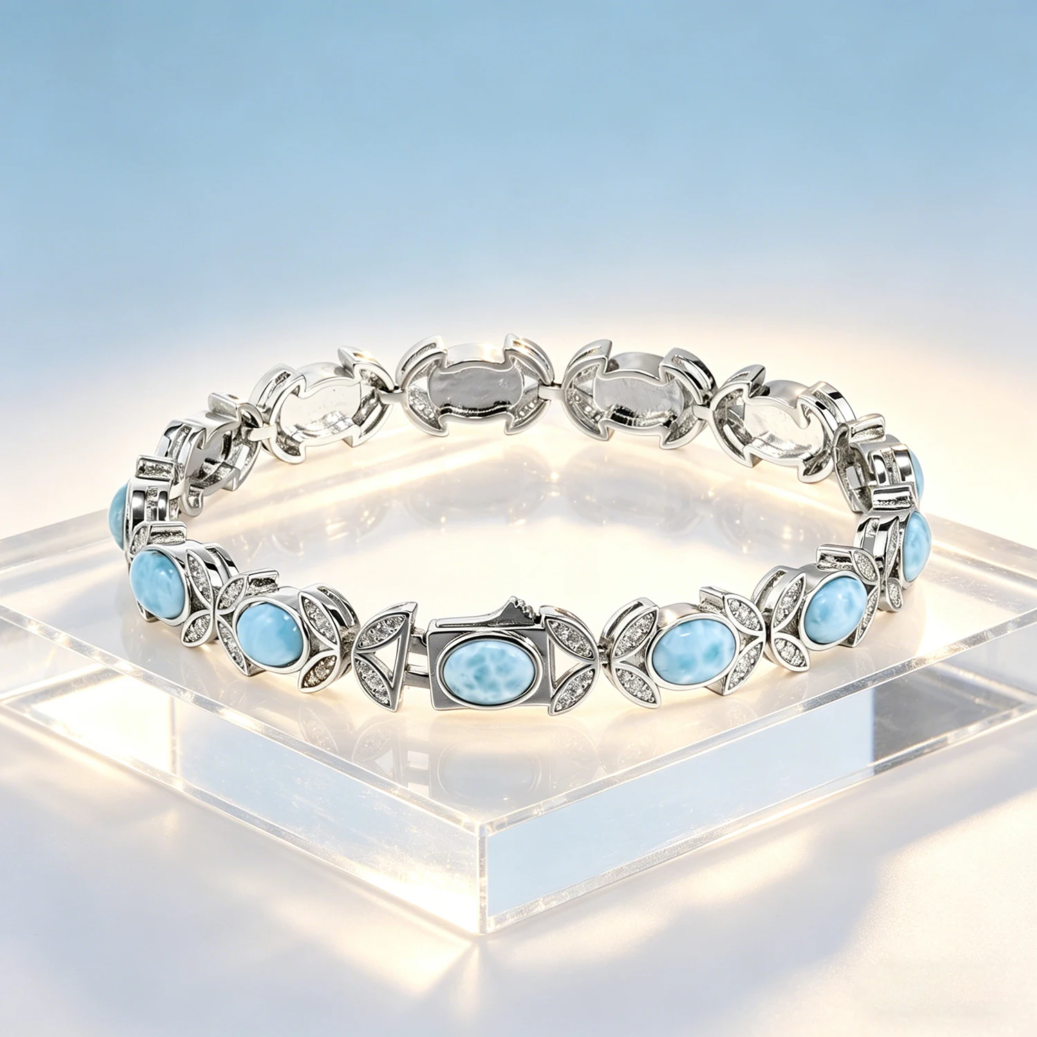 Bohemian Hawkeye Ocean Bracelet for Women Leaf Zircon Accents & Adjustable Chain,Ideal for Beach Vacations & Summer Parties Gift