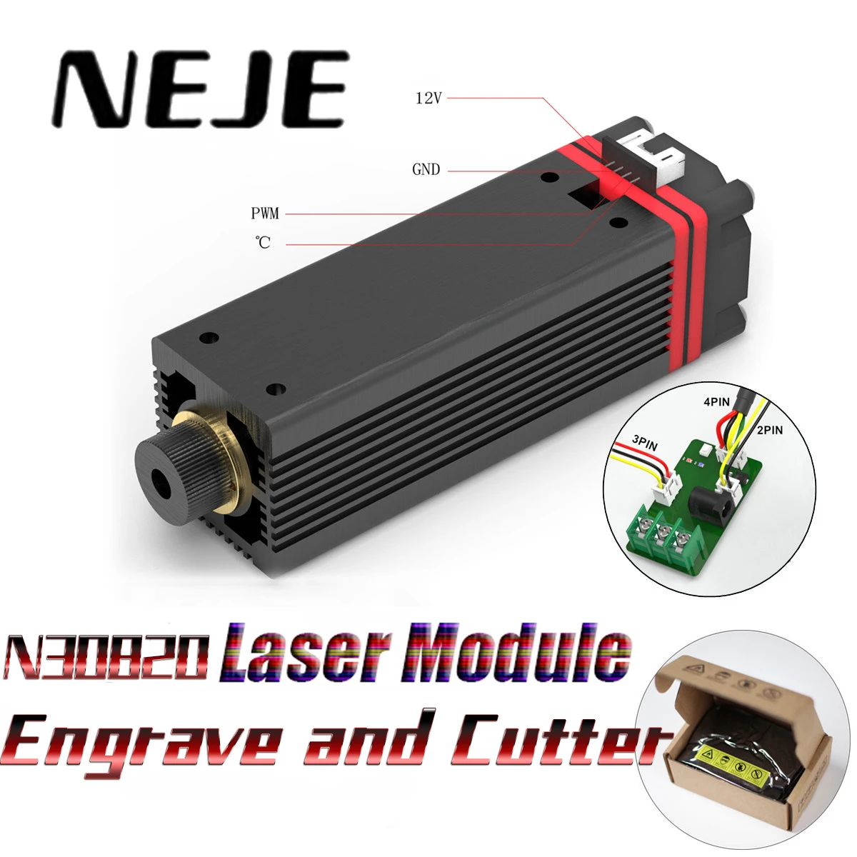 NEJE N30820 Laser Module Engraving Machine Printer Cutting TTL / PWM Modulation Laser CNC Control DIY Wood Engraver Master 2S