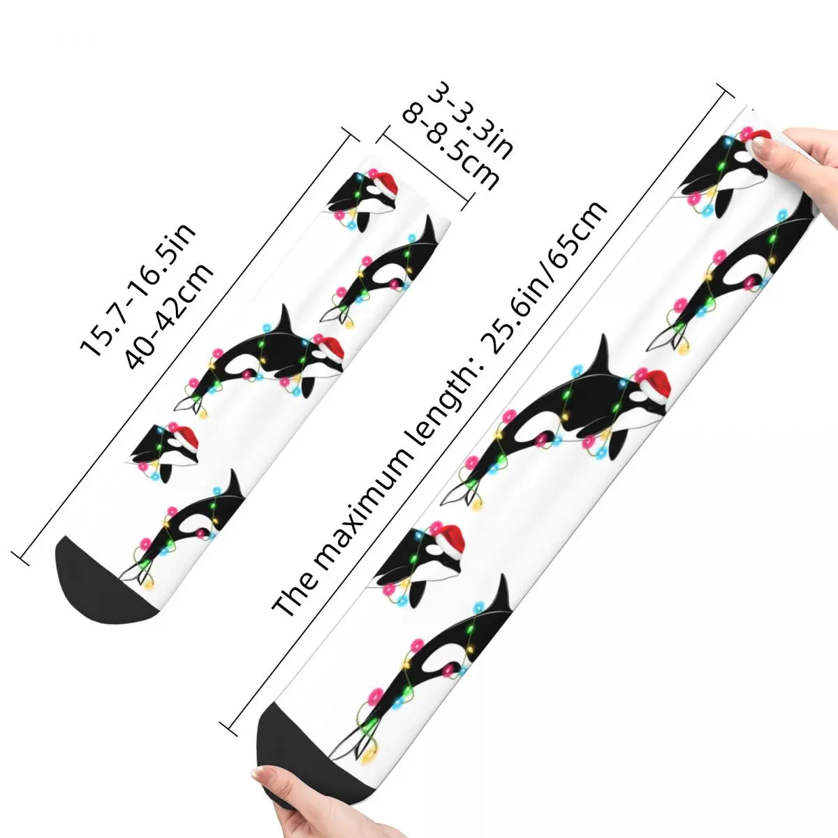 All Season Casual Unisex Funny Orca Killer Whale Santa Hat Christmas Sea Crew Socks Accessories Cozy Socks Soft Birthday Present