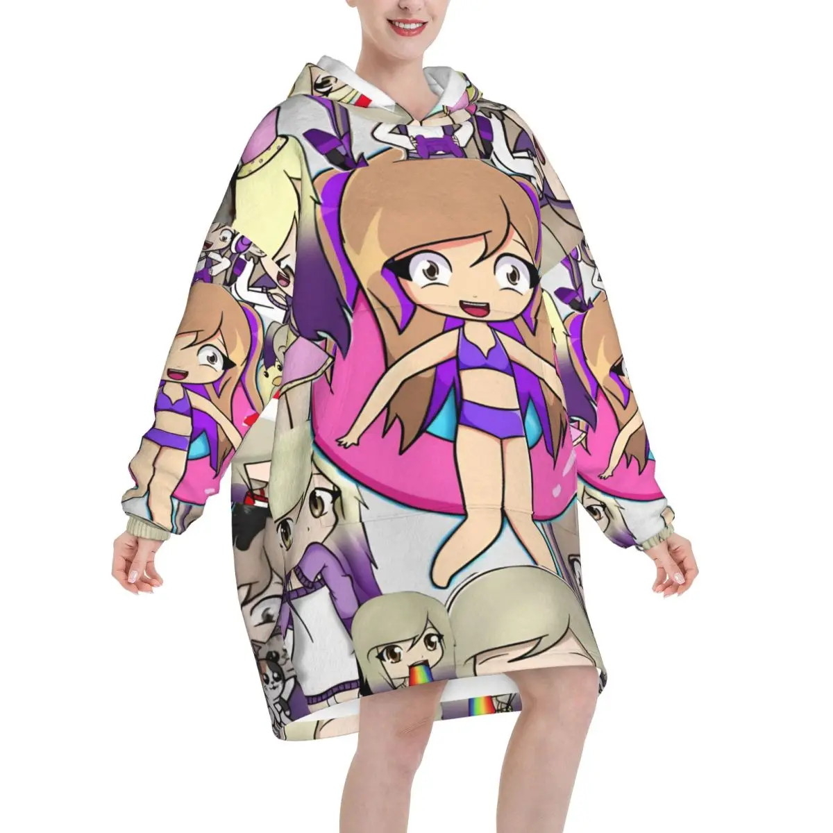 Dense Real Mix Collage Lyna Vallejos Blanket Hoodie Oversized Wearable Sweatshirt Blanket Warm Gifts for Women Girls Girlfriend