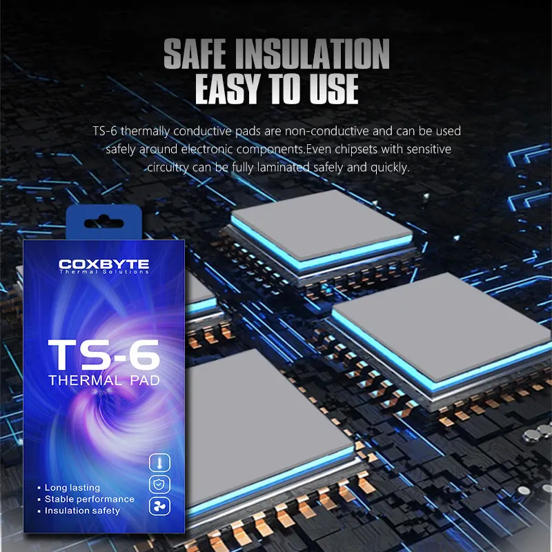 Coxbyte TS-6 Heat Conducting 16W/mk Thermal Pad for GPU CPU Chips, Graphics Cards, laptops, Very high Thermal Conductivity