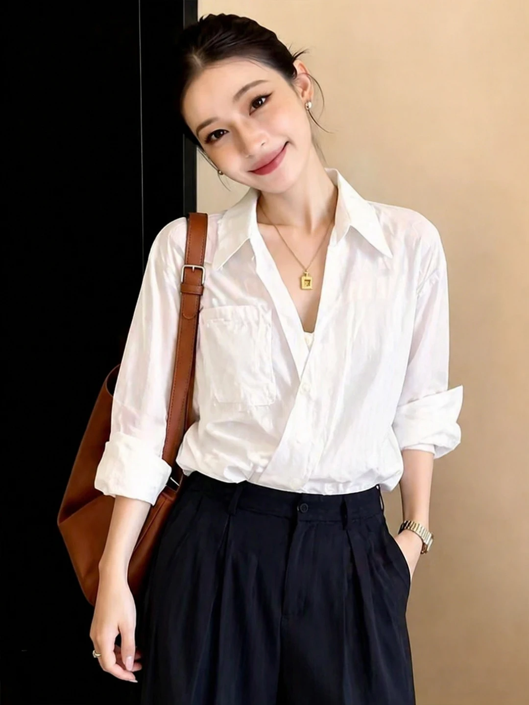 

Ladies' Loose Comfortable White Sun Protection Shirt Summer 2026 New Style Commute Elegant Slimming Versatile Top