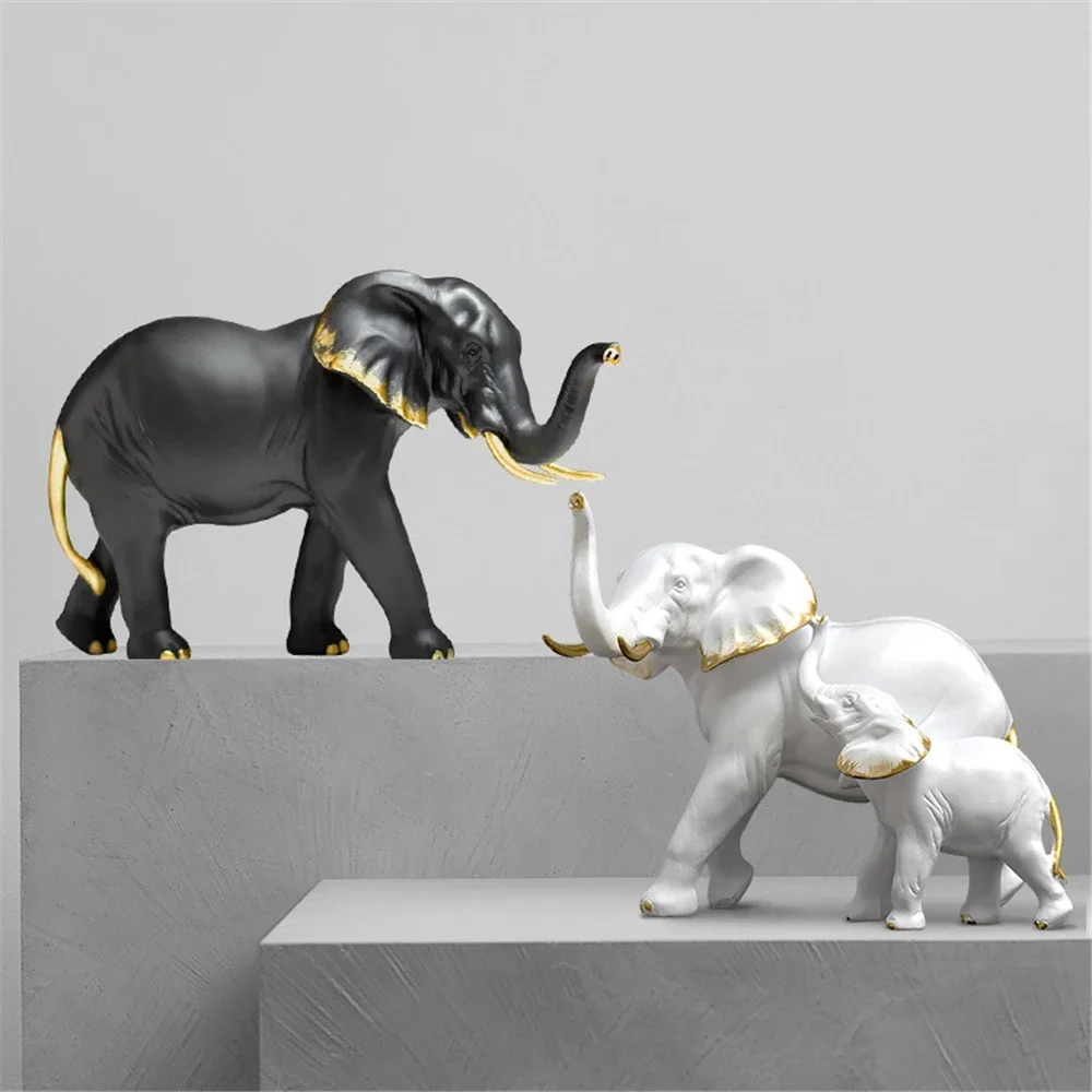 20~30cm Elephant Sculpture Home Decor Golden Craft Figurine Living Room TV Wine Cabinet Desktop Decoration Big Elephant Statues