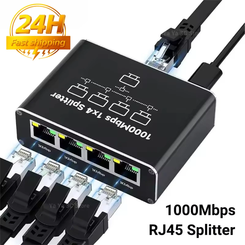 Commutateur Ethernet Gigabit, séparateur RJ45, adaptateur d'extension LAN Gigabit, connecteur réseau 1000 Mbps pour routeur, PC, ordinateur portable, boîtier TV