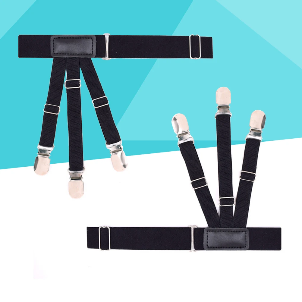 2 pçs antiderrapante camisa clipe elástico ajustável camisa permanece ligas tuck suspensórios keepers titular para homem preto durável forte