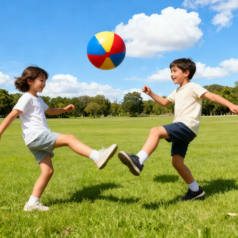 Giant Beach Balls, Large Inflatable Balls Rainbow Color Big Plastic Toys for Kids and Adults, Summer Pool Games, Backyard Fun,