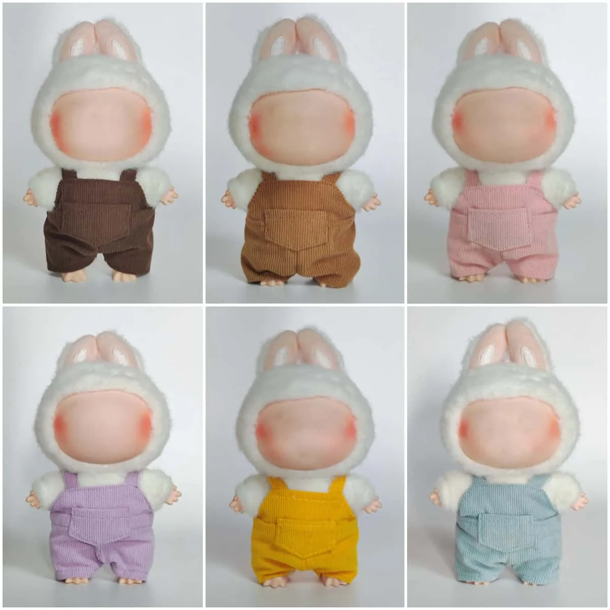 

17cm Labubu doll clothing set, denim overalls, transparent glasses, camera shoes, fashion costume for plush dolls V1/V2