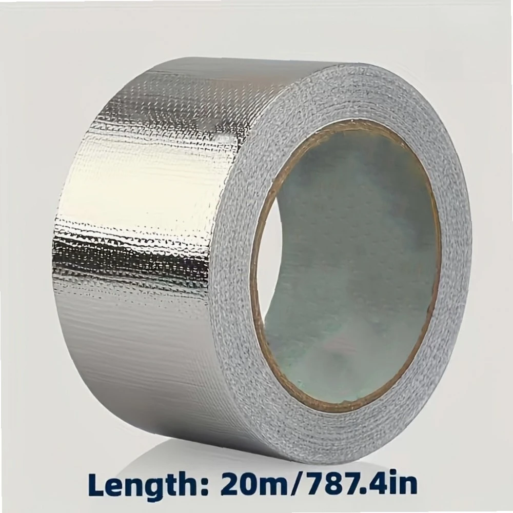 Heavy Duty 787.4in Fiberglass Aluminum Foil Tape, High Temp Resistant Waterproof Fireproof Insulation for HVAC Sealing