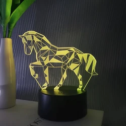 3D horse night light, room and living room table decorative lights, holiday gifts, colorful dimmable.