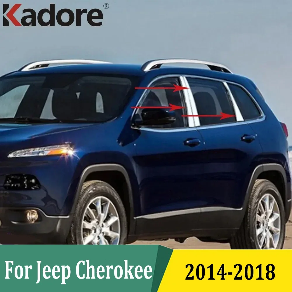 For Jeep Cherokee 2014 2015 2016 2017 2018 Window Center Pillar B C Post Strip Trim Cover Sticker Exterior Accessories