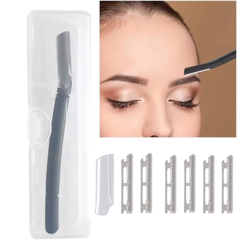 Eyebrow Razor Kit Beard Trimmer Dermaplaning Tool Shaper Facial Razor for Beard Moustache Razor With 6 Blade Sets