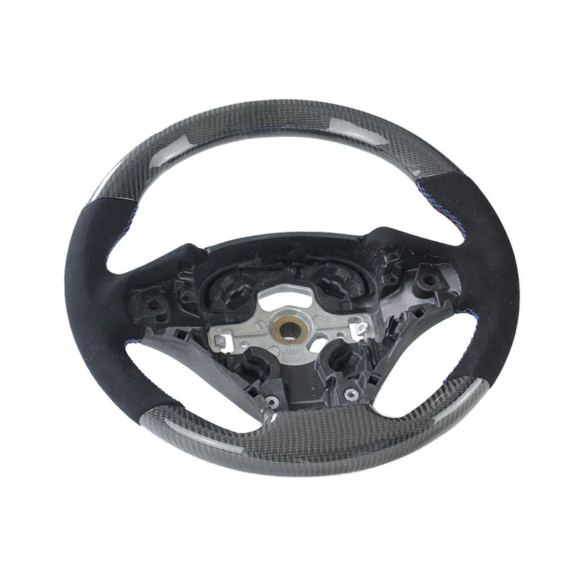 Suitable for BMW 3 Series F30, black steering wheel with three-color stitching and a center emblem