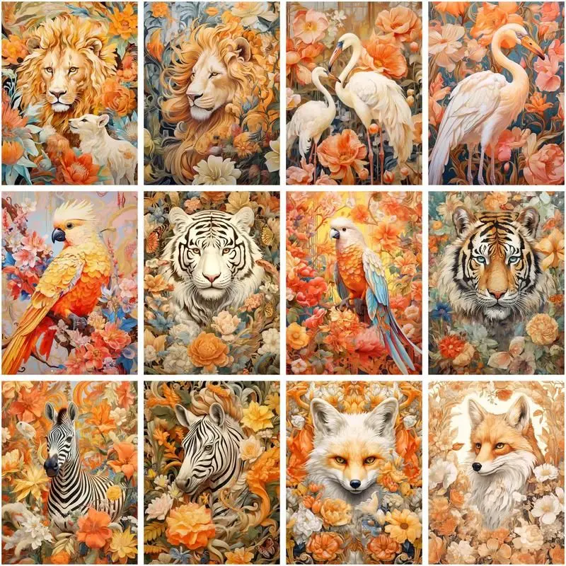 

CHENISTORY 5D Diamond Painting FOX Tiger Lion Full Square Round Embroidery Animals Flower Mosaic Home Decor New Arrivals