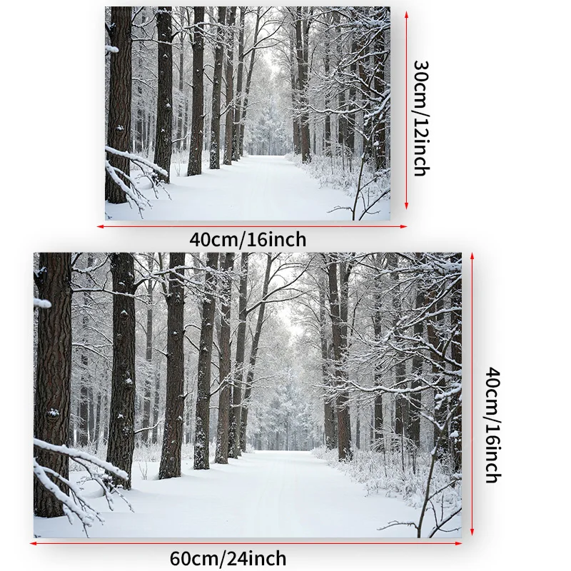 1pc tapeçaria de parede "winter país das maravilhas floresta caminho estátua decorativa cena nevada"