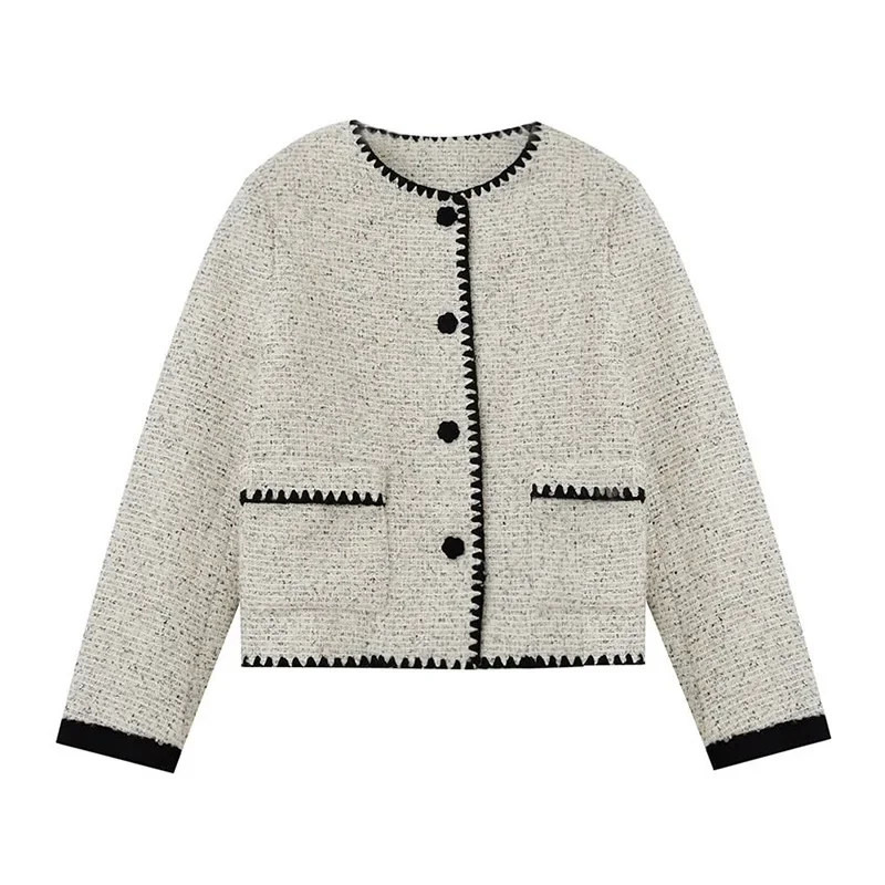 

2023 spring French small fragrant jacket women's niche design temperament celebrity tweed top