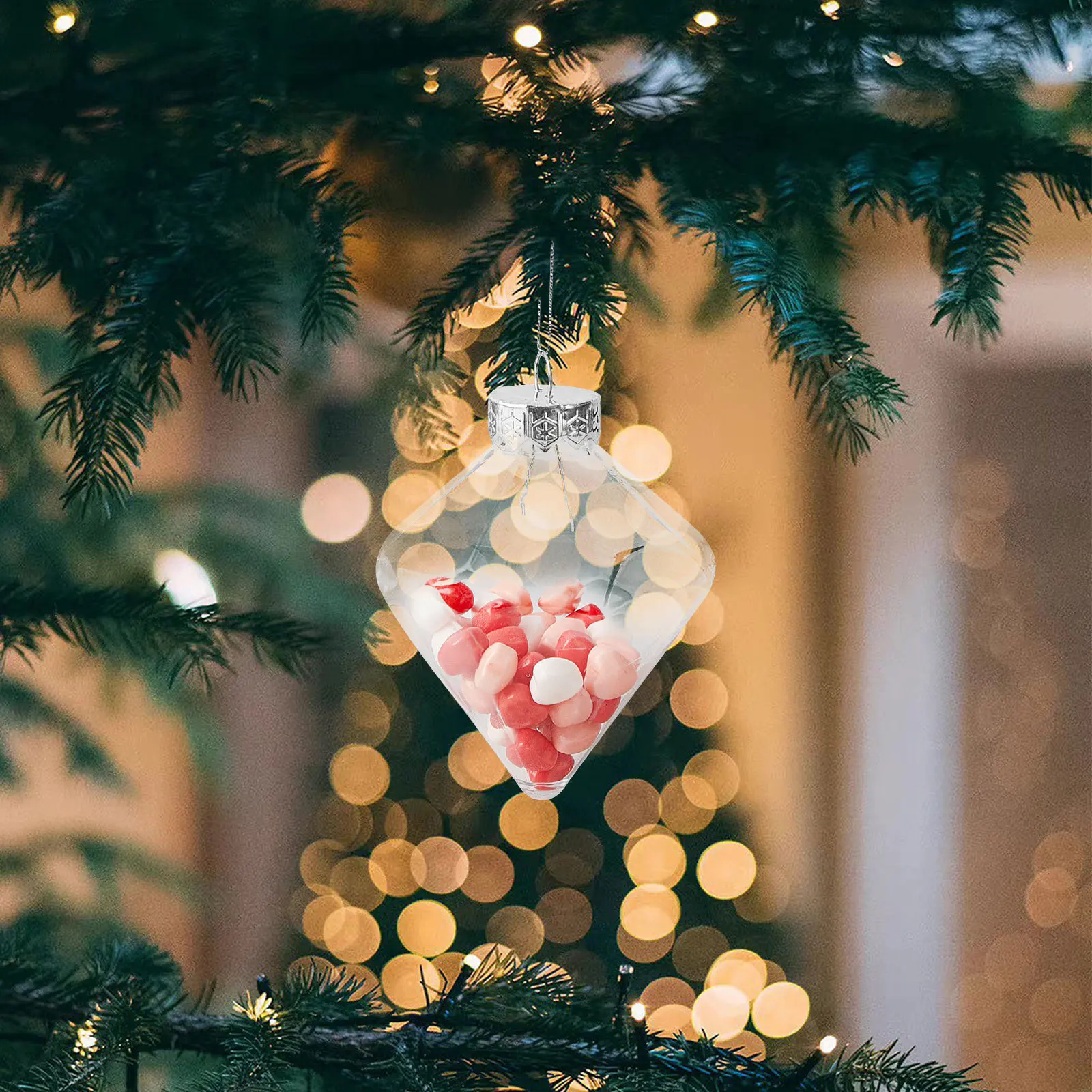 

8Pcs Clear Christmas Baubles Hanging Ornaments Fillable Plastic Balls Shatterproof Xmas Tree Decorations Christmas Booze Balls