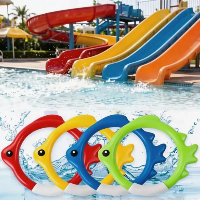 Fish Shaped Underwater Diving Ring Set, Sinking Pool Training Toys, Interactive Water Treasure Hunt Game Kit for Pool Activity