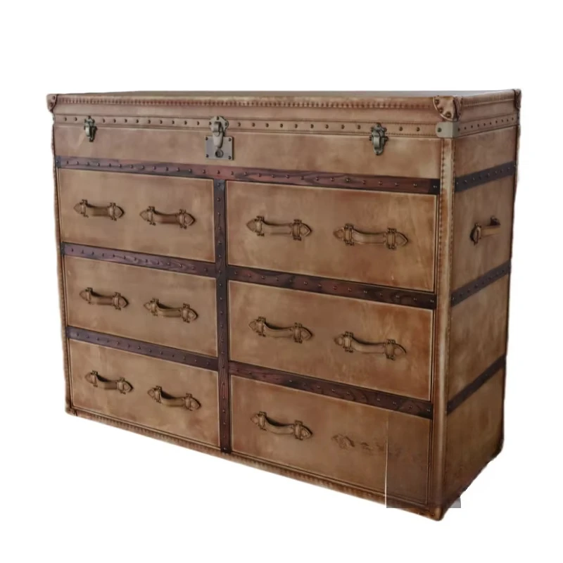 

Wooden storage side cabinets for sale Vintage leather chest of drawers Bedroom cabinets and 6 drawers
