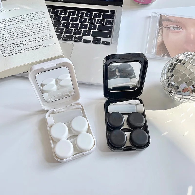 Pure Color Frosted Contact Lens Case Female Compact and Simple Portable Color Contact Lenses Myopia Companion Box Storage Box