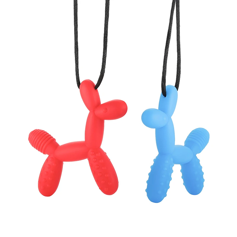 Baby Silicone Teethers Sensory Chew Necklace Pony Teething Pendant with Textured Bubbles for Kids Chewing Oral Motor Therapy