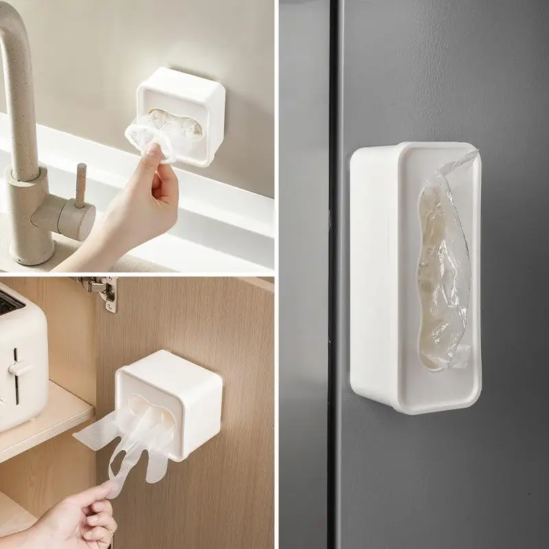 Wall Mounted Storage Box For Mask Disposable Gloves Garbage Bag Desktop Organizer Kitchen Cabinet Door Hanging Container