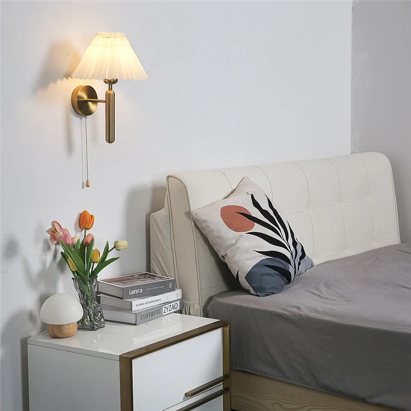 الحديثة بسيطة مصابيح الحائط LED قضيب سميك معدني مجهزة مع سستة التبديل مطوي ورقة الجدار ضوء الشمال غرفة ديكور أضواء الجدار