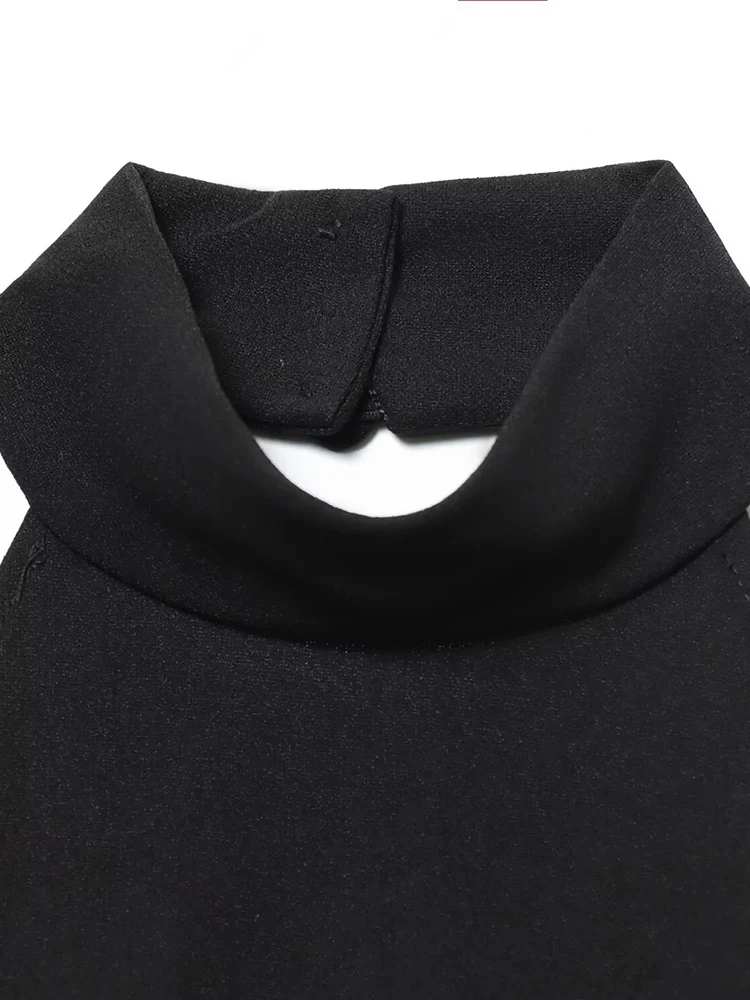 النمط الأوروبي والأمريكي الخريف موضة جديدة مثير الملابس النسائية السوداء ضئيلة عارية الذراعين الدانتيل الرسن الرقبة الأعلى