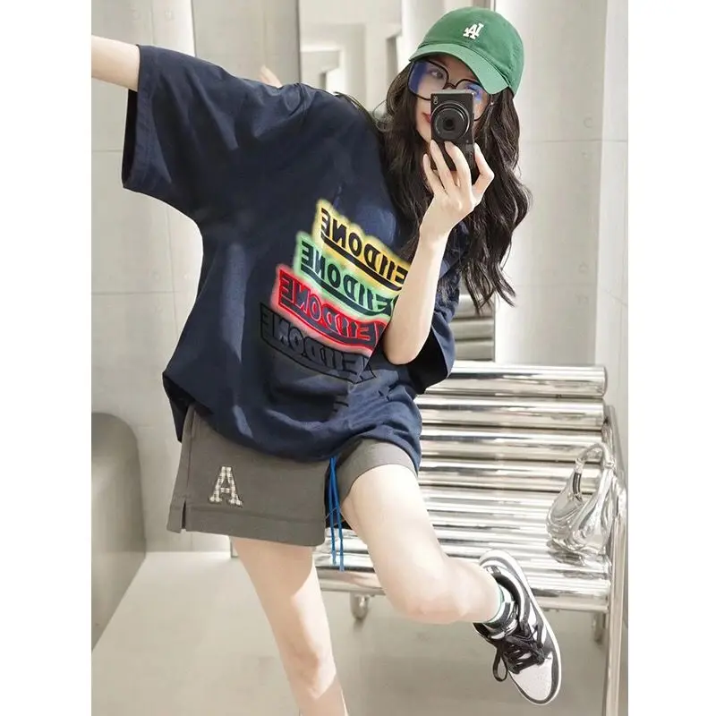 

Summer Loose Feeling Sports Set Women's Running Suit Fashionable Loose Slim Short Sleeve Shorts Casual Two-Piece Set