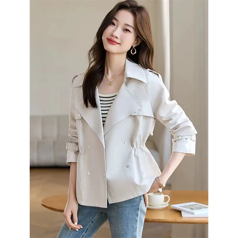 

Khaki Windbreaker Coat Women Short 2026 Spring Autumn New Jackets Female Fashion Outerwear High Quality Suit Overwear Ladies Top