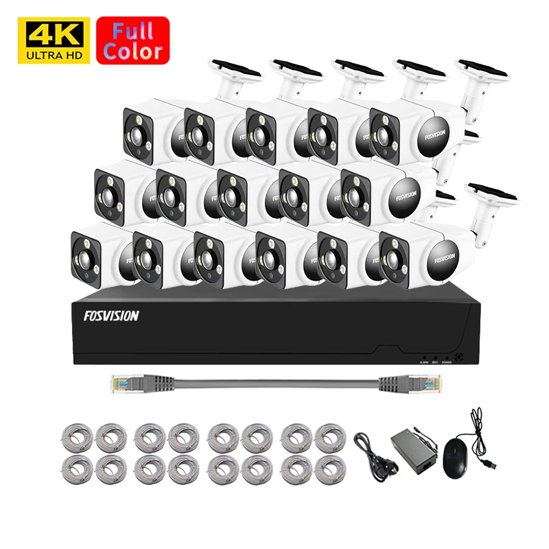 High quality cctv camera Full Color 4K/8mp 16ch Ip Poe Nvr CCTV Camera System Camera Kit Set Nvr Home Security Cctv System