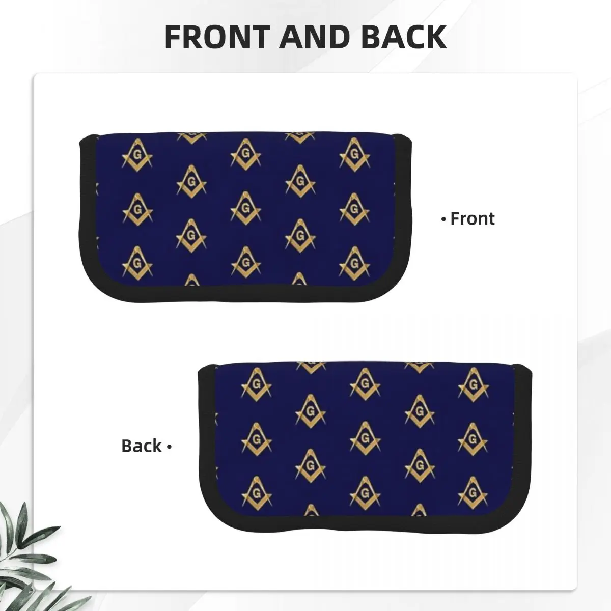 Freemason Pattern Gold Blue Square And Compass Masonic Pencil Case School Pen Box Pencil Bag Stationery Supplies Pen Holder Bag