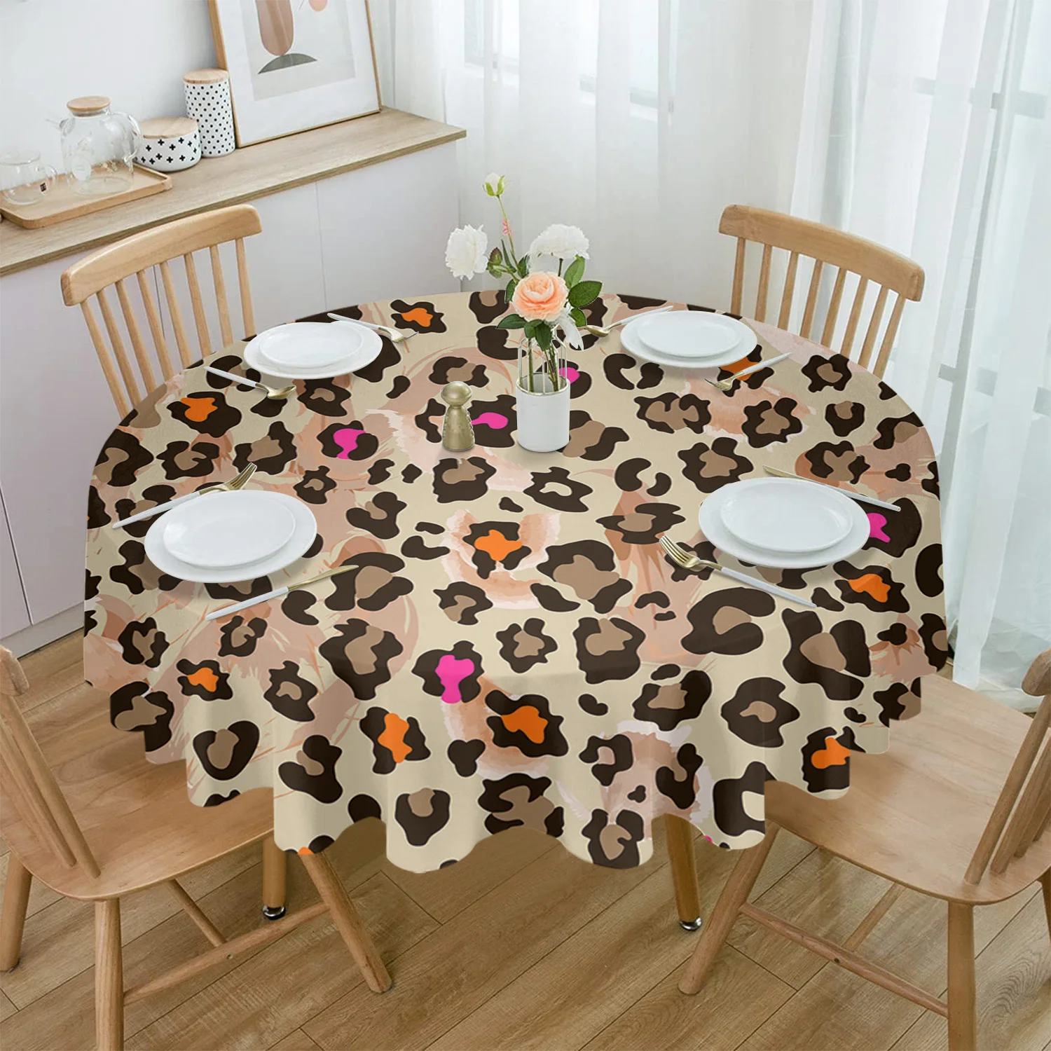 Leopard Print Rectangular Tablecloth Dustproof Picnic Cloth Home Decoration Kitchen Waterproof Table Cover