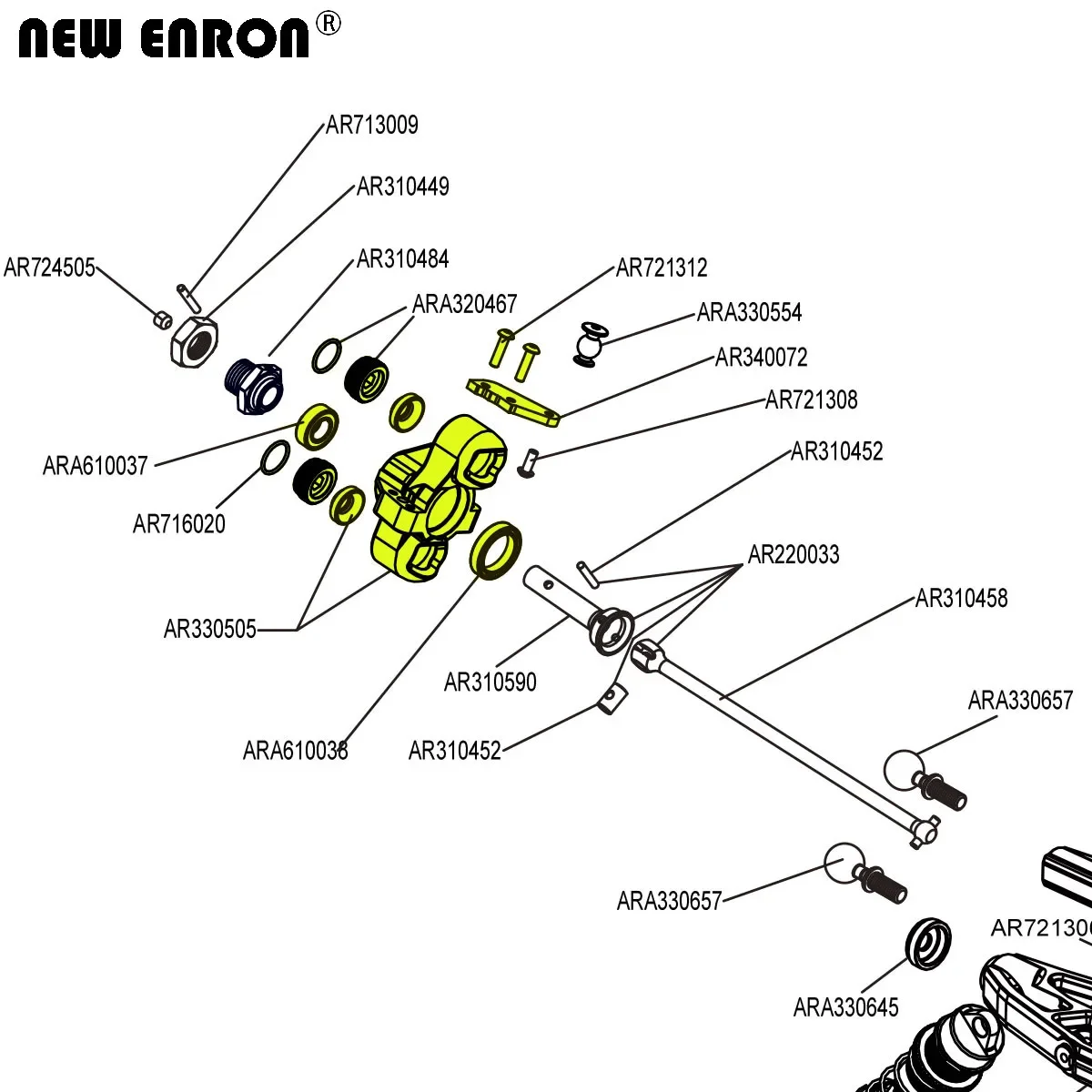 NEW ENRON CNC Front Steering Blocks AR330505 Rear Hub AR330404 For RC Arrma 1/7 BIG ROCK  FIRETEAM 1/8 KRATON NOTORIOUS  OUTCAST