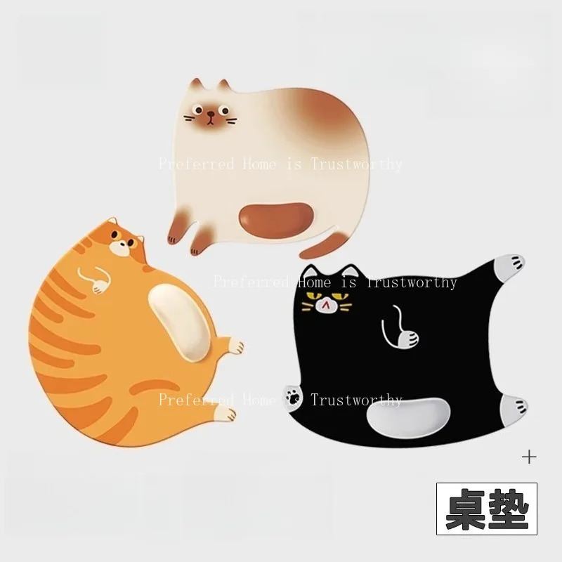 Cute Cat Mouse Pad, Shaped Wrist Protector, Small Portable Computer, Office Desk, Anti Slip Pad