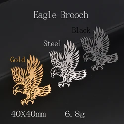 2024 Stainless Steel Brooch New Eagle Badge Brooch 18K Real Gold Men's Brooch Graphic Pin Holiday GiftS Company Badge