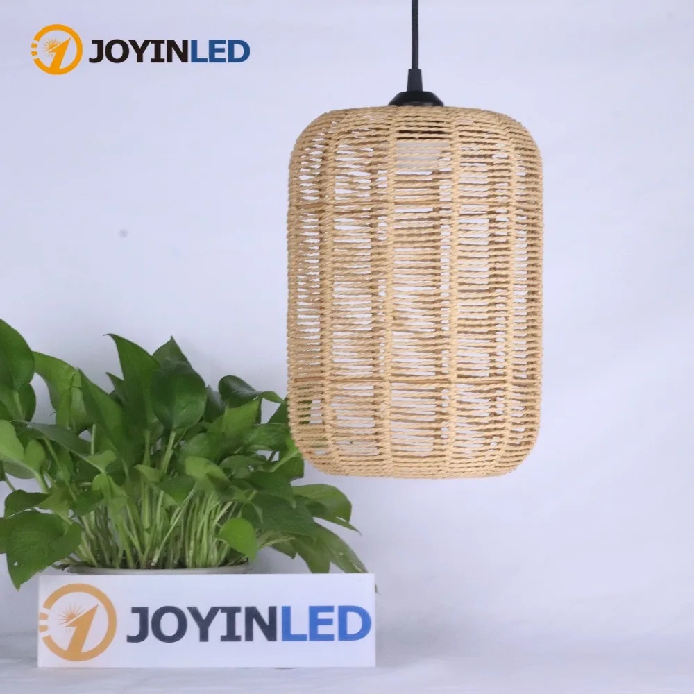 

JOYINLED Rope Hemp Boho Chandelier Handwoven Pendant Lighting Fixture Rustic Style D20 Hanging Lamp for Bedroom or Living Room.