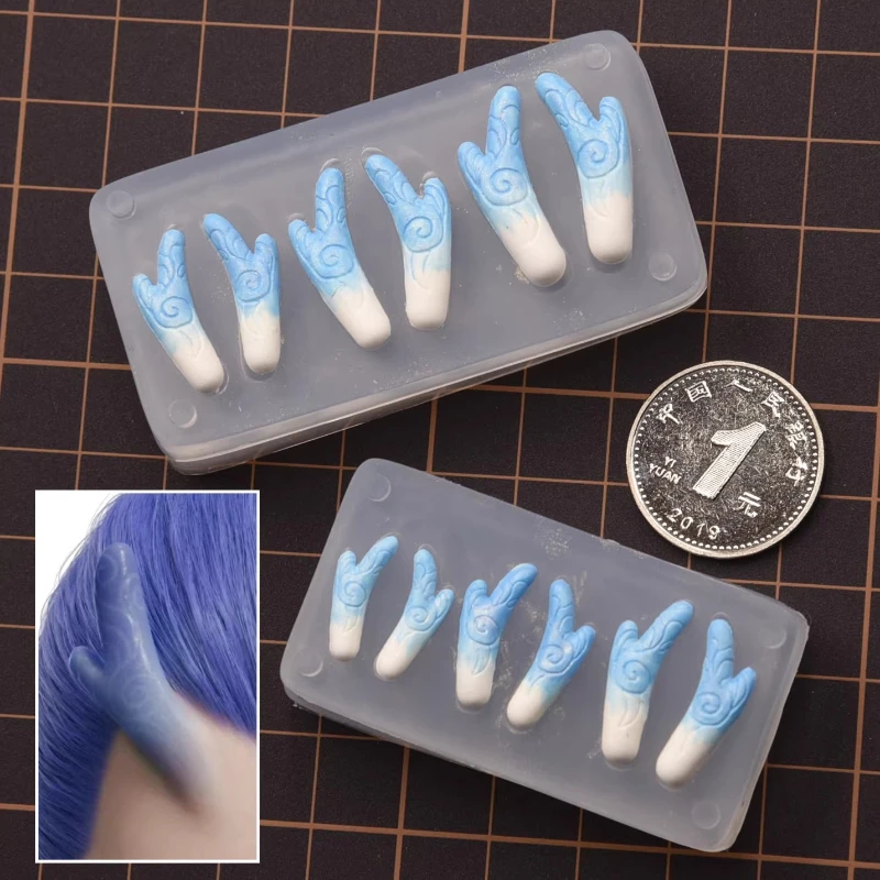 Ultra Light Clay Dragon Horn Silicone Mold Miniaturized Miniature Cartoon Small Sculpture Accessory Tool Resin Dragon Horn Mold