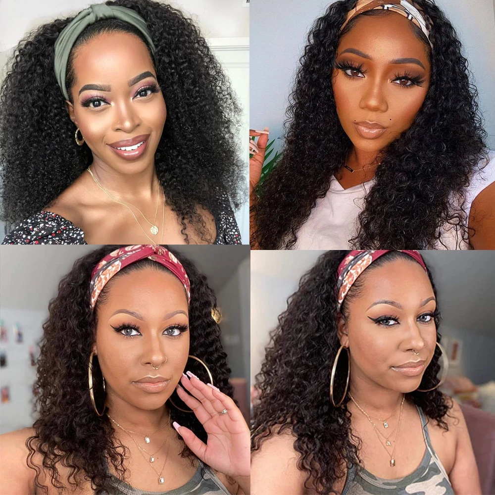 Synthetic Headband Wig For Black Women Kinky Curly Medium Length 18\