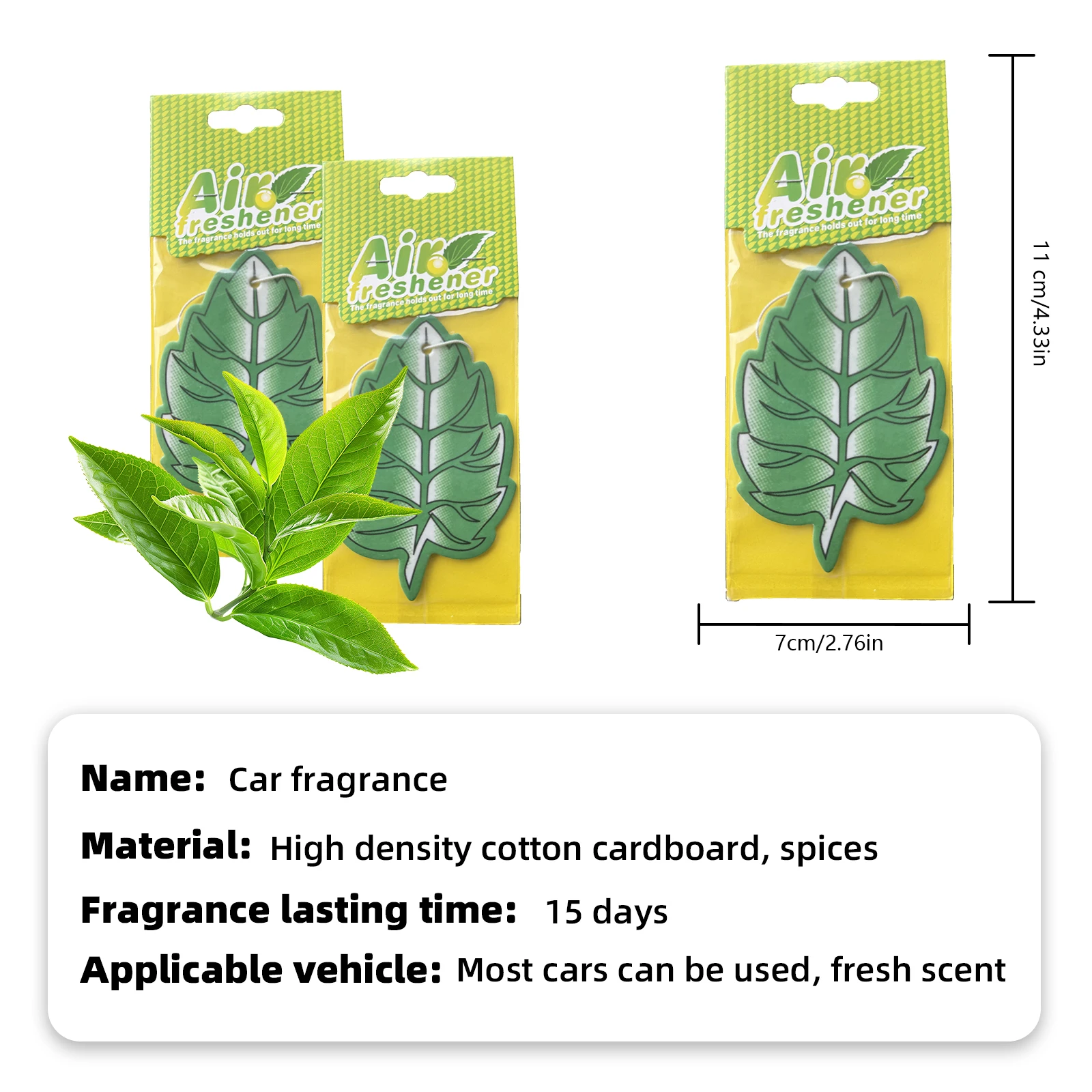 5/20pcs apple Scent Car Air Freshener, Natural Tea-Scented Paper, Car-Mounted Hanging Type, Car Interior Accessories