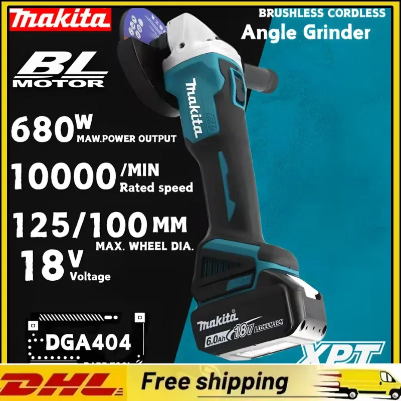 

Высокомощный станок для резки Makita DGA404 125 мм/100 мм, бесщеточная литиевая электрическая угловая шлифовальная машина, перезаряжаемая полировальная машина