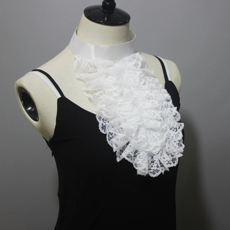 Ruffle Lace Jabot False Collar Steampunk Victorians Colonial Neck Collar Necktie