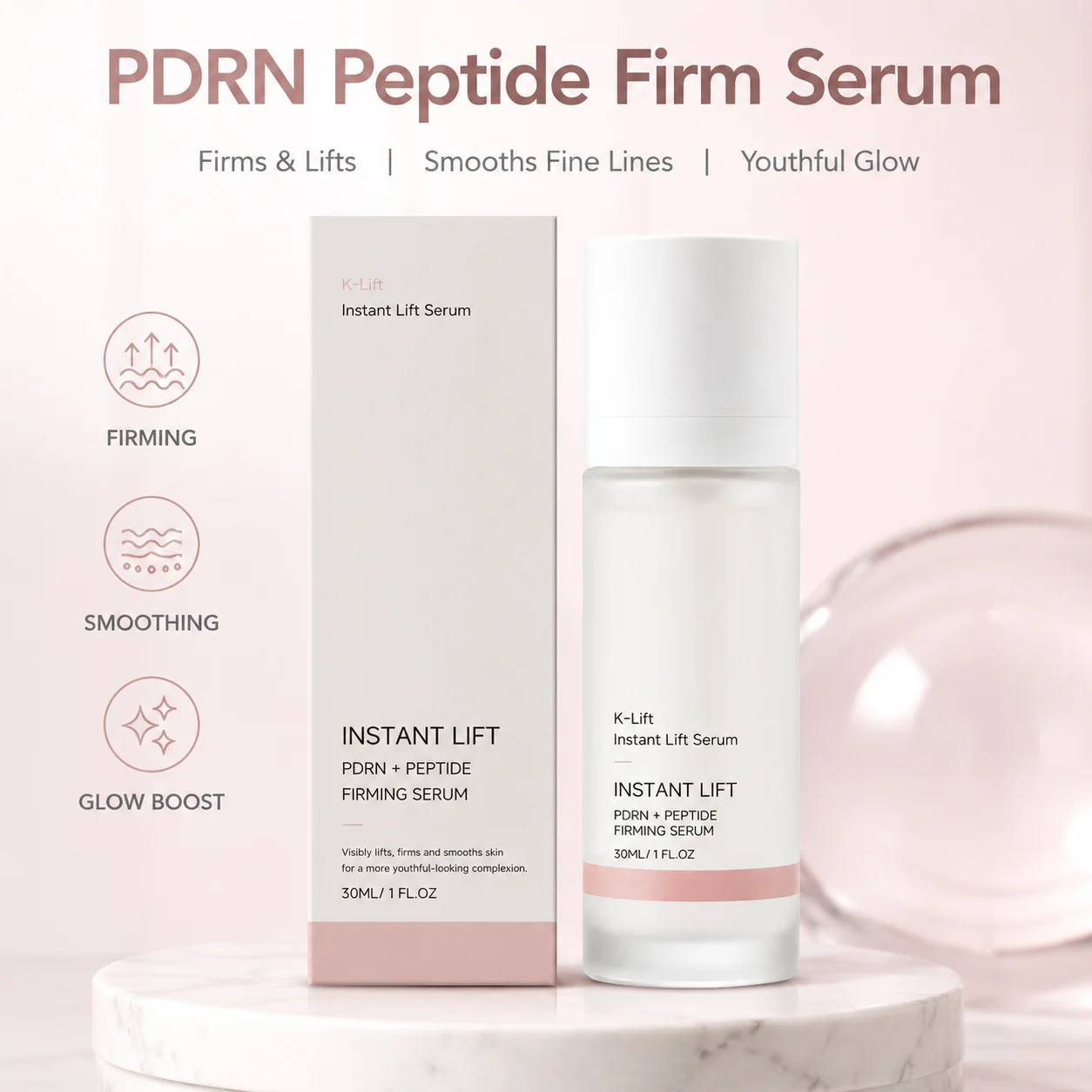 PDRN Peptide Instant Lift Serum Firming Anti Wrinkle Smoother Skin Antioxidant Intense Hydration Skin Barrier Face Care Essence