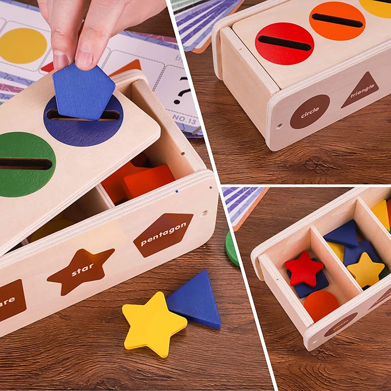 Giocattoli in legno Montessori per bambini Scatola per esercizi di smistamento sensoriale Colore e forma Puzzle di blocchi educativi precoci Giocattoli per l'apprendimento del bambino