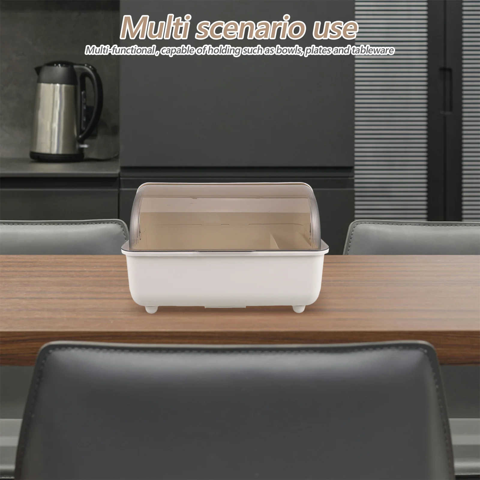 

Kitchen Storage Rack Dustproof Cover Space-Saving Bowl Chopstick Holder Countertop Utensil Draining Drying Rack